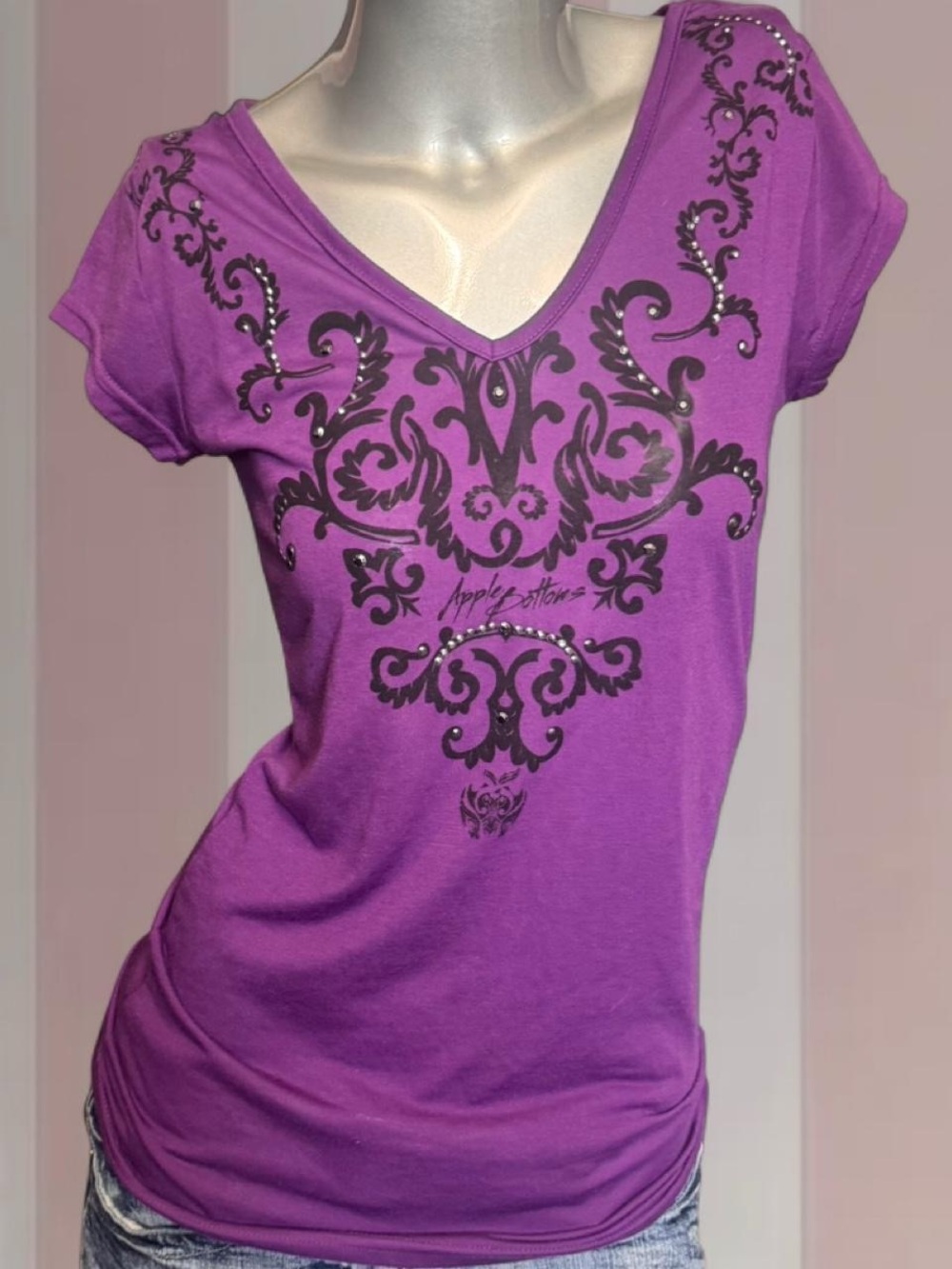 Apple Bottoms Vintage Y2K Purple Baby V-Neck Tee